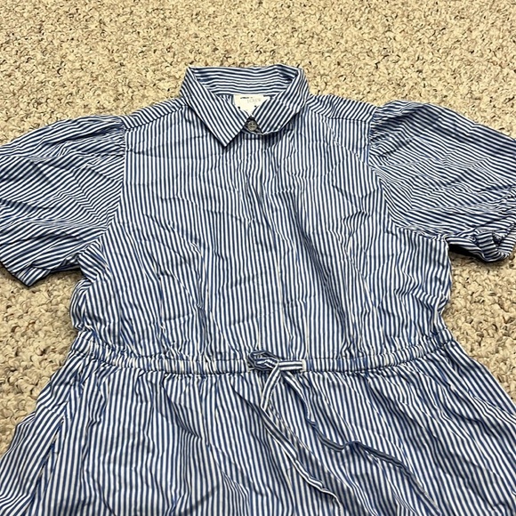 NWT J Crew Short Sleeve Collared Mini Dress Blue White Stripe Sz 4 - Picture 4 of 9